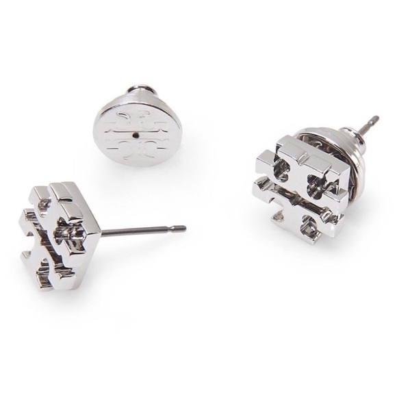 Tory Burch• Silver Signature Logo Earrings - Picture 3 of 5